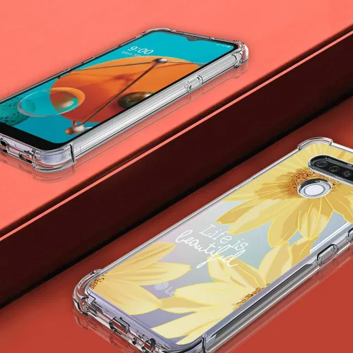 Miniatura 4 de Osophter Funda para LG K51, LG Reflect Funda transparente con flores para niñas y mujeres, esquinas reforzadas transparentes de poliuretano