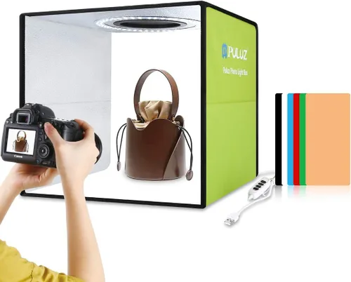Miniatura 10 de PULUZ Caja de luz portátil para estudio fotográfico, caja de fotos grande de 24.6 x 16 pulgadas, kit de estudio profesional regulable con 672 luces