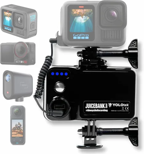 YOLOtek JUICEBANK 7800mAh - Propiedad de veteranos - Cargador portátil para paquete de batería GoPro Hero 13, 12, 11, 10, 9 DJI, Insta360, MEVO y