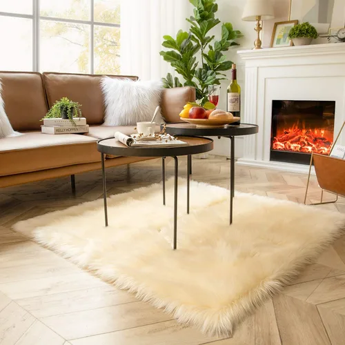 Miniatura 25 de Ashler Home Deco - Tapete de pelo sintético de oveja, mullido, suave, de 2 x 3 pies, lavable a máquina, dormitorio, habitación de los niños, sala