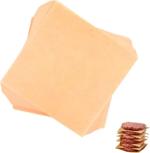 100 piezas de papel de pergamino sin blanquear de 6 x 6 pulgadas, papel de hamburguesa, hojas de papel de cera cuadradas antiadherentes para separar
