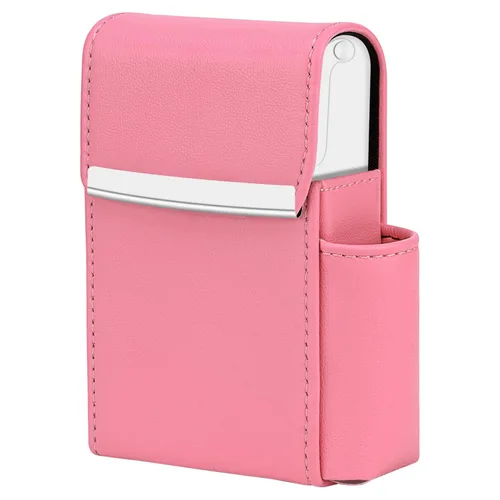 Miniatura 17 de Caja de cigarrillos deslizante de piel sintética con soporte para encendedor y trabilla para cinturón para hombres y mujeres, unisex