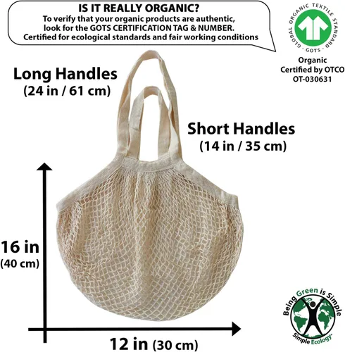 Miniatura 2 de Simple Ecology Bolsa de cuerda de algodón orgánico resistente con doble asa