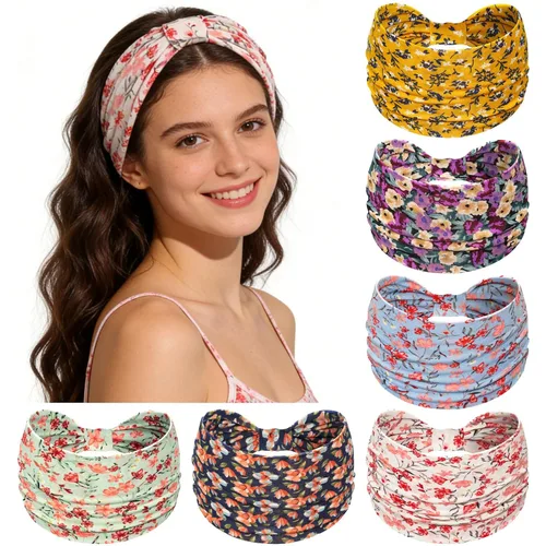 Miniatura 25 de Awumbuk Diademas anchas para mujeres anudadas antideslizantes bandas para la cabeza suaves diadema turbante accesorios para el cabello boho africano