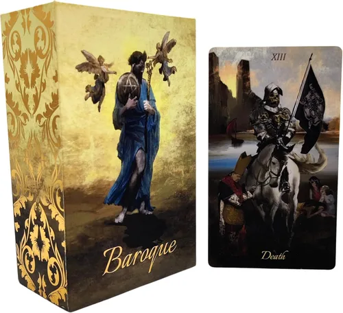 La Muci Tarot barroco de lámina dorada - Baraja de 78 cartas con guía para principiantes, bordes dorados y obras de arte únicas