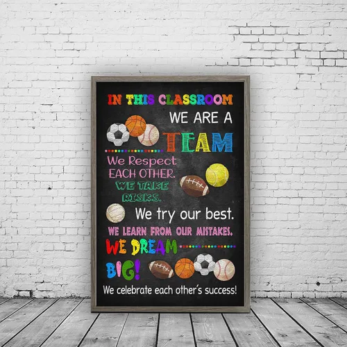 Miniatura 2 de The Hygge Life Póster de regla del aula de deportes, pósteres de comportamiento para el aula, póster imprimible para clase, póster de fútbol