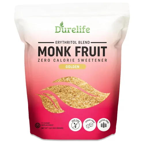 Miniatura 16 de DureLife Edulcorante de Fruta del Monje, Clásico - Sustituto del Azúcar Blanco, Compatible con Dieta Keto, Reemplazo de Azúcar 1:1, Cero Calorías