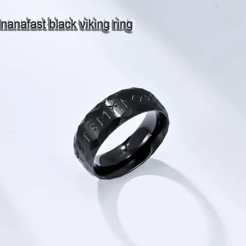 Miniatura 6 de Nanafast Anillos vikingos para hombres, mujeres, platanegrovintage, anillos nórdicos de acero inoxidable para hombres, anillos vikingos runas