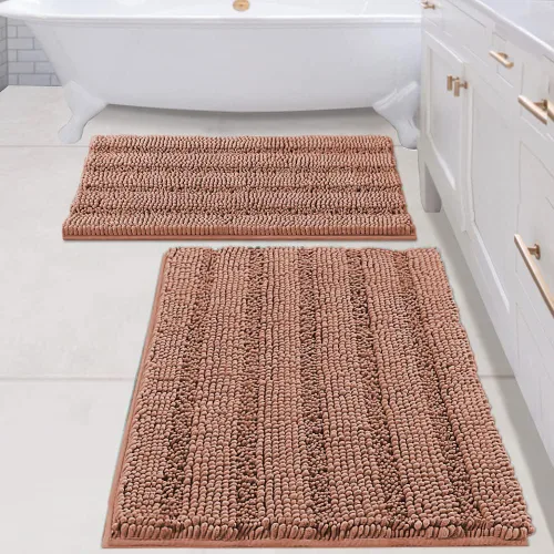 Miniatura 147 de H.VERSAILTEX - Alfombras de baño, juego de 2 piezas, alfombra de contorno para baño, juego de alfombras para inodoro, alfombra antideslizante