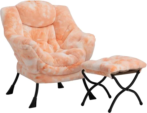 Miniatura 25 de HollyHOME - Silla perezosa con reposabrazos y bolsillo lateral, cómoda silla de sala de acento, sofá de ocio para sala de estar, recámara