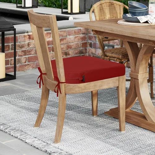Miniatura 6 de idee-home Juego de 2 cojines de silla al aire libre, cojines de silla de patio de 19" x 19" x 3" gruesos impermeables con lazos para muebles
