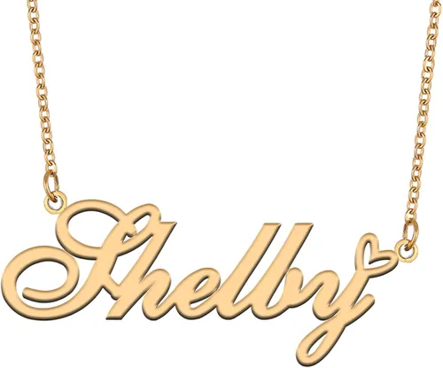Aoloshow Collar con nombre de oro, dije de corazón, joyería personalizada para mujeres, adolescentes y niñas, regalo de graduación, Metal, Acero