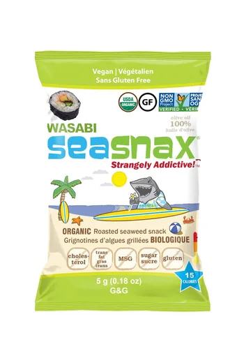 Miniatura 12 de SeaSnax Bocadillo de algas tostadas orgánicas, cebolla, 0.18 onzas (paquete de 12)