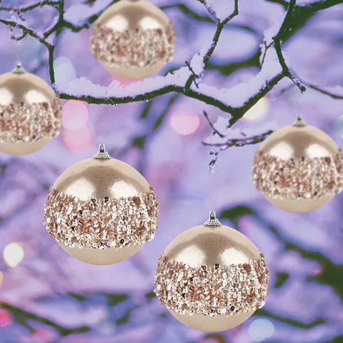 Miniatura 3 de Adornos de Bolas de Navidad Dorado Champán de 4 Piezas, Juego de 4 Piezas Rojas Irrompibles Decoraciones de Árbol de Navidad para Árboles de Navidad