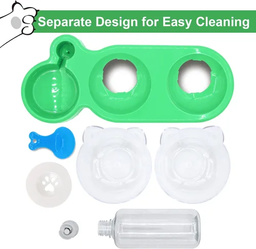 Miniatura 8 de Cuencos triples para gatos con dispensador de agua, juego de cuencos para agua y alimentos para mascotas con alfombrilla antideslizante, cuencos