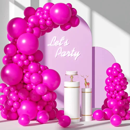 FOTIOMRG - Kit de guirnalda de globos de color rosa eléctrico, 110 globos de 18 + 12 + 10 + 5 pulgadas, globos de látex de color rosa eléctrico de