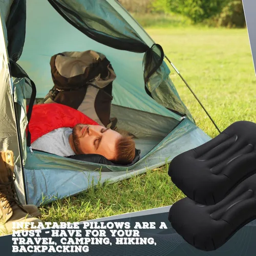 Miniatura 4 de Tatuo 3 almohadas inflables de viaje para camping, almohadas inflables ultraligeras para acampar, almohada portátil para mochilero, soporte lumbar