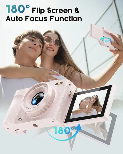 Miniatura 5 de Cámara digital 4K para fotografía, cámara de videoblogs de 50 megapíxeles para YouTube, cámaras compactas con pantalla giratoria de 2.8" de 180°