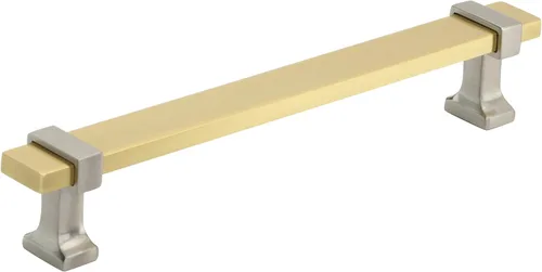 Miniatura 17 de Amerock Mango de gabinete Cromo negro/Oro cepillado 3-3/4 pulgadas (96 mm) de centro a centro Overton paquete de 1 unidad Jaladera