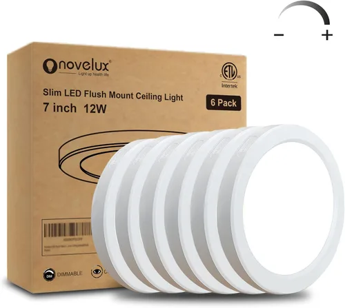 Miniatura 9 de Lámpara de techo LED de 7 pulgadas, montaje empotrado, atenuable, luz de techo plana redonda ultra delgada de 5000 K, luz diurna, lámpara de techo
