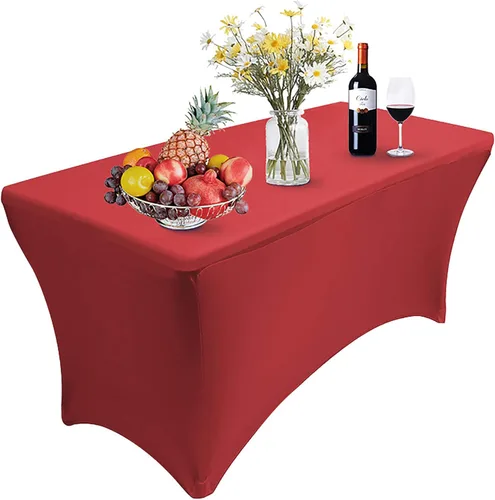 Miniatura 21 de Reliancer Mantel rectangular de elastano ajustado a la mesa para fiestas al aire libre, exhibición, DJ, banquetes, comerciantes, recepción de boda