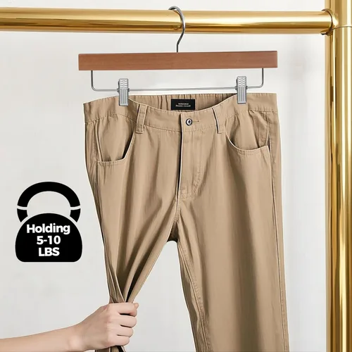Miniatura 5 de Quality Hangers Perchas de madera para pantalones, paquete de 20 perchas giratorias de tela con gancho – Falda de madera de loto, pantalones, Nogal