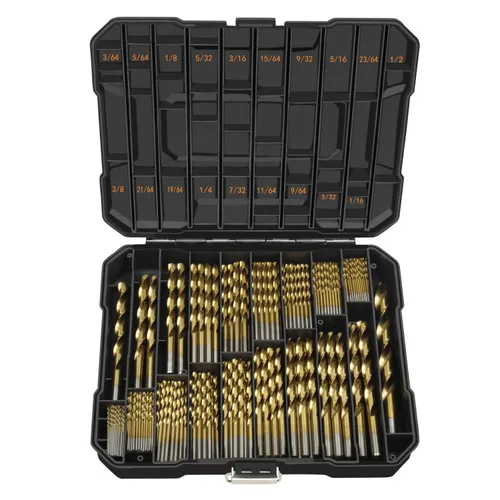 ENERTWIST Juego de brocas de titanio para metal y madera de 230 piezas - HSS recubierto con punta convencional de 118 grados desde 3/64 pulgadas