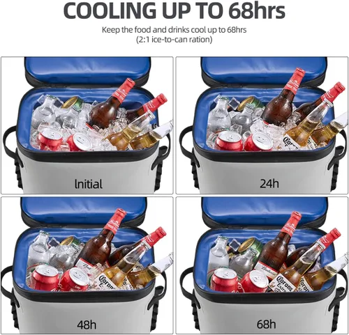 Miniatura 5 de ROCKBROS Enfriador de mochila a prueba de fugas, enfriador de lados suaves, impermeable, aislada, bolsa enfriadora para 36 latas, enfriador suave