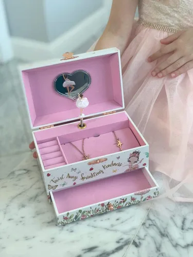 Miniatura 7 de The Memory Building Company Caja de música Joyero de bailarina para niñas y niños con collar y pulsera a juego Regalos de cumpleaños para niñas