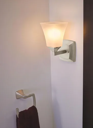 Miniatura 5 de Moen YB5161BN Voss - Accesorio de tocador de baño de doble montaje con 1 luz con vidrio esmerilado, níquel cepillado