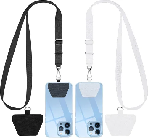 Miniatura 8 de SHANSHUI Cordón para teléfono, correa para el cuello y correa para la muñeca, soporte universal para funda de teléfono, anclaje para todos los Negro
