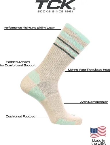 Miniatura 4 de TCK Calcetines de lana merino para hombres y mujeres para senderismo, caza, ciclismo de montaña, longitud de la tripulación para botas