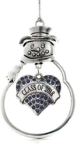 Miniatura 53 de Inspired Silver - Fuerza Aérea - Adorno de Navidad plateado - Adorno de árbol de Navidad con colgante de corazón azul con circonita cúbica
