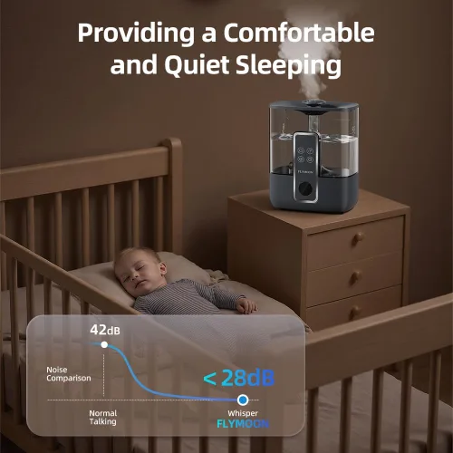 Miniatura 5 de FLYMOON Humidificador para dormitorio, humidificadores de niebla fría de 5 litros de llenado superior con 28 dB, humidificador inteligente para Negro