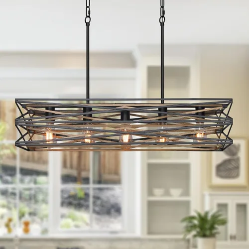 Miniatura 9 de Sigaitwei Lámpara de comedor de granja de 21 pulgadas, iluminación de isla de cocina de 3 luces, lámpara industrial para comedor, sobre mesa