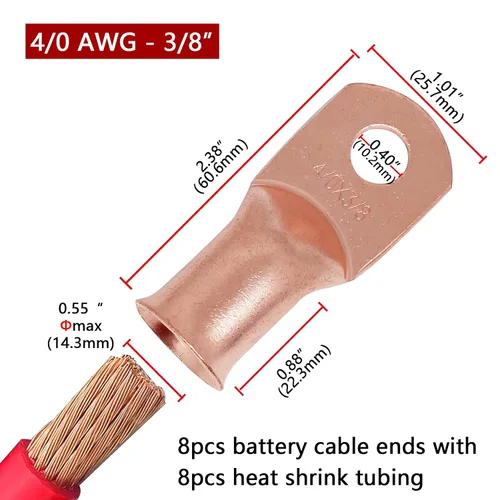 Miniatura 108 de TKDMR - Kit de 264 piezas de extremos de cable de batería, 132 piezas de terminales de anillo de lengüetas de cable de cobre resistentes AWG 8 6 4 2