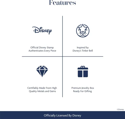 Miniatura 4 de Jewelili Encantado Disney Fine Jewelry Pendientes de plata esterlina 110 CTTW Diamond Tinker Bell, Metal, Diamante