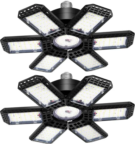 Miniatura 10 de AUDLES - Paquete de 1 luz de garaje, 200 W, 20000 lm, 6500 K, luces LED para taller, luces de techo LED para garaje con 6+1 paneles deformables