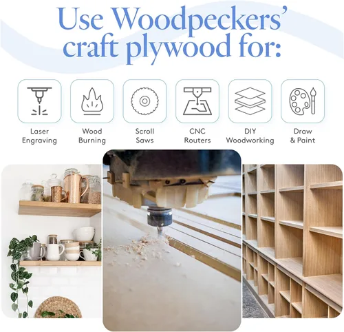 Miniatura 5 de Woodpeckers - Madera contrachapada de abedul báltico, 1/8 x 12 x 20 pulgadas, paquete de 50 hojas de abedul báltico de grado B/BB, perfectas