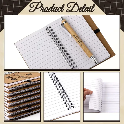 Miniatura 6 de Cholemy 100 cuadernos inspiradores de papel kraft con bolígrafos de bambú de 5.5 x 4.2 pulgadas, regalos de agradecimiento para empleados