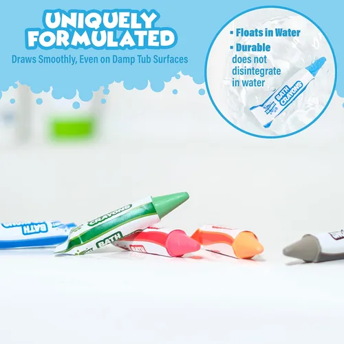 Miniatura 5 de Tub Works® Smooth™ - Crayones de baño de juguete de baño, paquete de 24 Crayones de baño no tóxicos y lavables para niños pequeños y niños