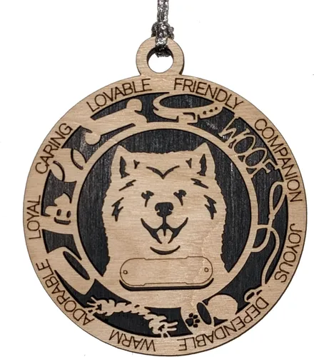 Miniatura 39 de Adorno de Navidad personalizado de madera para perro de 3 pulgadas, nombre y texto personalizables, hecho a mano en Estados Unidos, diseño de corte