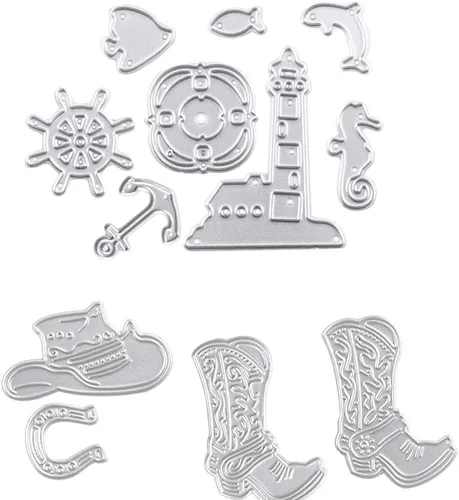 Troqueles de corte de navegación de vaquero para plantillas de metal, herramienta de grabado en relieve, troqueles para hacer tarjetas, álbumes,