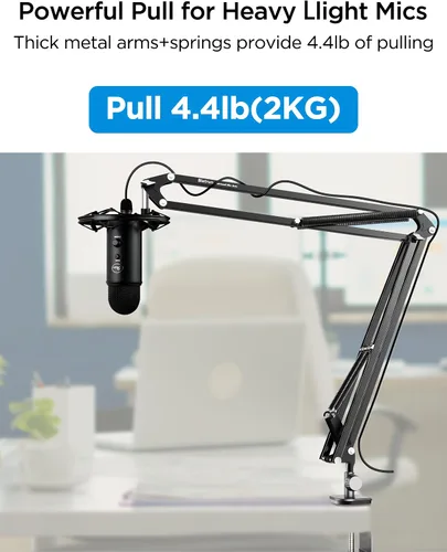 Miniatura 5 de Brazo de Micrófono de Mesa para Wave/Blue Yeti/Hyperx Quadcast/SM7B/SM58/MV7, Soporte de Micrófono de Escritorio de Tijera de Metal Ajustable