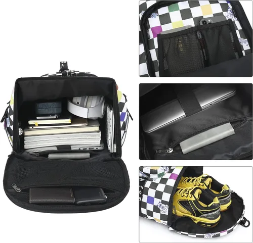 Miniatura 4 de Kalesi Bolsa de lona para gimnasio, 4 vías, impermeable, con compartimento para zapatos, para viajes, deporte, senderismo, laptop