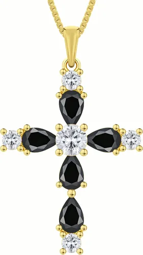Miniatura 176 de YL Collar de cruz de plata de ley 925 con colgante de piedra natal religiosa para mujer