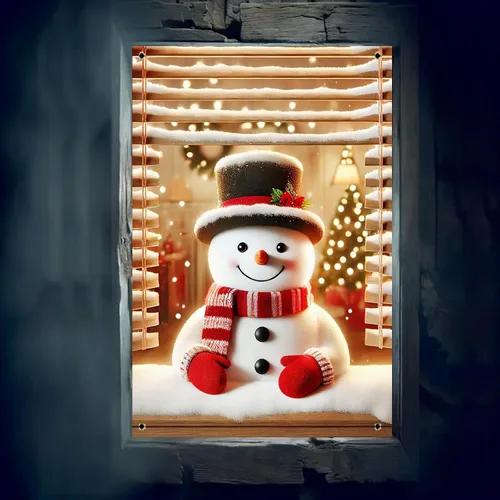 Miniatura 6 de BlissYard Cubierta de ventana de Navidad de 31 x 47 pulgadas, póster de muñeco de nieve para decoración de ventana de vacaciones de invierno