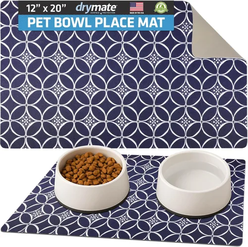 Miniatura 30 de Drymate Mantel individual con tazón para mascotas, tapete de alimentación para perros y gatos, tela absorbente, respaldo impermeable, Madera