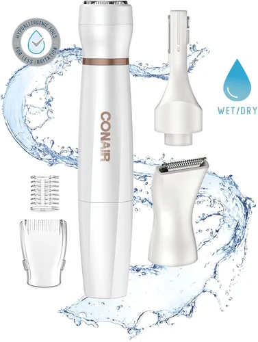 Miniatura 8 de Conair Depilación facial todo en 1 para mujeres, recortadora eléctrica inalámbrica, perfecta para cara, orejas/nariz, cejas y líneas de bikini