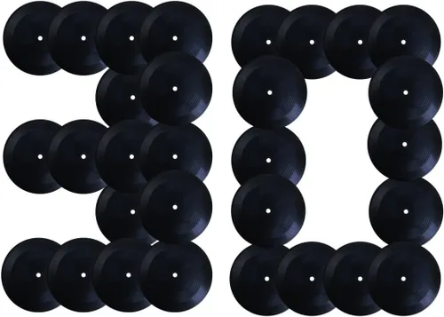 MINI ZOZI Discos de vinilo en blanco de 7 pulgadas, color negro, 30 unidades en 1 paquete para decoración de habitación o decoración del hogar en la